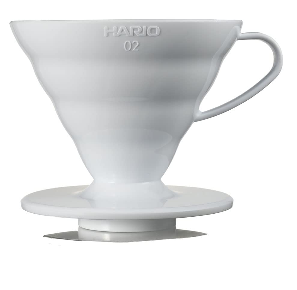 HARIO VDR-02-W V60 Gotero transparente 02 blanco, para 1-4 tazas, café, goteo a mano, fabricado en Japón