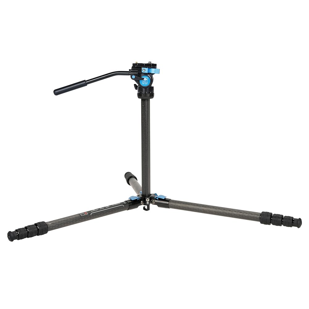 Trípode Sirui Fibra de Carbono con Cabezal de Video Fluido y Columna Central Triangular Impermeable de Viaje