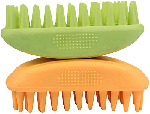 Cepillo de Aseo para Mascotas - Herramienta Deshedding para Perros y Gatos, Set de Cepillos de Baño y Masaje Antideslizantes para Pelo Largo y Corto, Pequeños y Grandes Animales (Naranja)