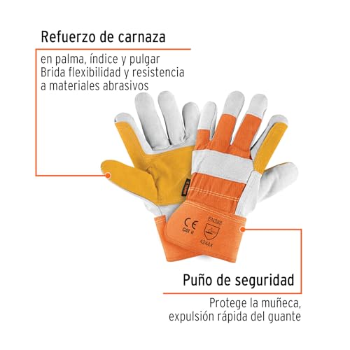 Guantes Truper GU-215 Carnaza y Loneta con Refuerzo Unitalla
