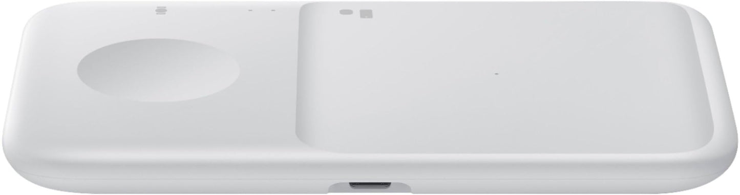SAMSUNG Cargador inalámbrico Fast Charge Pad Duo (2021), universalmente Compatible con teléfonos habilitados para Qi y Relojes seleccionados (versión de EE.UU.), Color Blanco