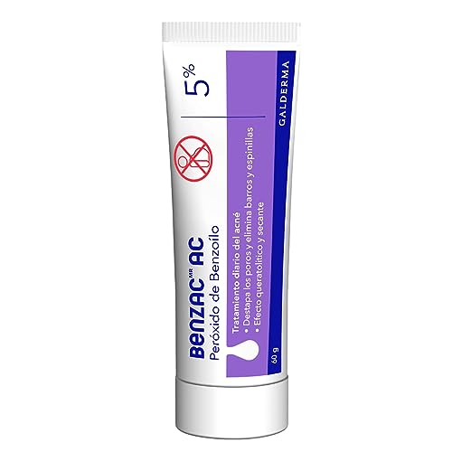 Benzac AC 5% 1 pz 60g Gel para Barros y Espinillas Auxiliar en el Tratamiento del Acné Causado por la Bacteria C.Acnes Formulado con Peróxido de Benzoílo
