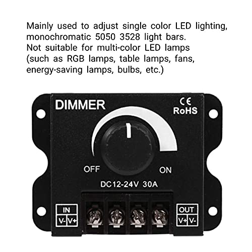 Controlador de Atenuación Yosoo LED Negro Control de Botón para Tira de LED de un Solo Color