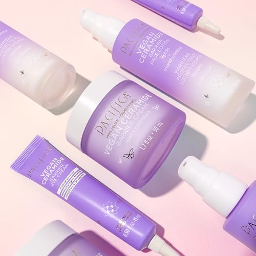 Pacifica Crema facial para reparación de barreras de cerámica vegana, crema hidratante diaria, crema hidratante, aprobada por la asociación ecezma, segura para pieles sensibles, sin fragancia, 100% vegana + libre de crueldad