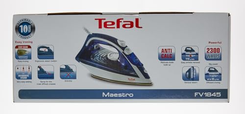 Plancha Tefal Azul Blanco CeramicGlide Vapor-Seco