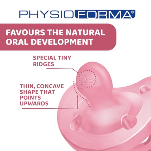 Chicco PhysioForma Chupete de Silicona 6-16 Meses, Pack de Chupetes Suaves y Delicados, Apoyan la Respiración Fisiológica y Favorecen el Desarrollo Correcto de la Boca, Rosa