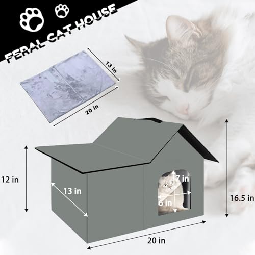 Casa para gatos al aire última intervensión, casa para gatos Feral aislada con alfombrilla y clip, resistente a la intemperie y aislada, camas para gatos para gatos, gatitos, cachorros, nunca soplan lejos