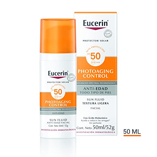 Protector Solar Facial Eucerin Sun anti Edad con Ácido Hialurónico FPS 50+