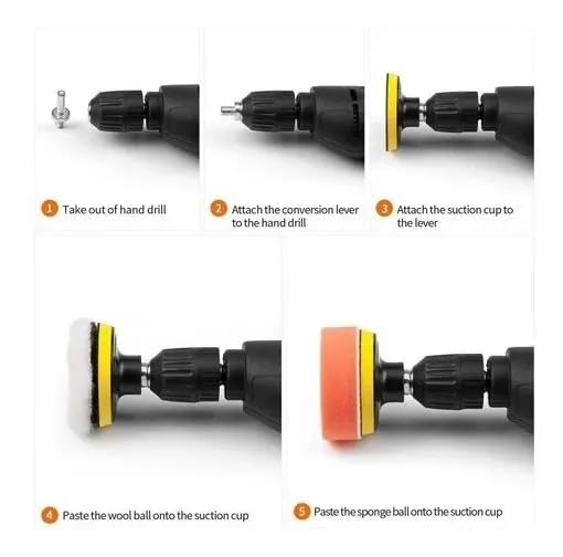 Kit Almohadillas Pulidora para Auto 8 Piezas en Esponja y Lana Pulgadas 5/7