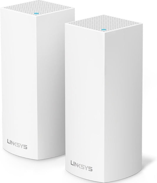 Linksys Velop Sistema de enrutador WiFi de malla inteligente: AC2200 Tri-Band, red para cobertura de velocidad completa, enrutador inalámbrico de Internet para el hogar (paquete de 2)