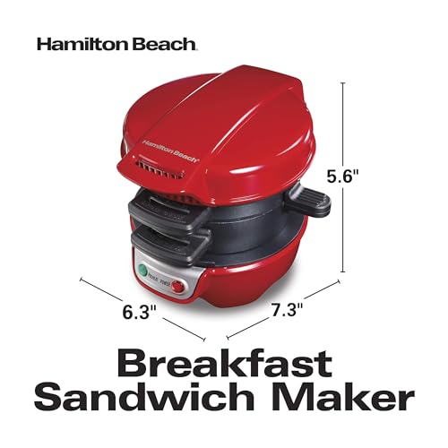 Hamilton Beach 25475 Sandwichera para desayuno, gris, 25476, Rojo, Único, 1