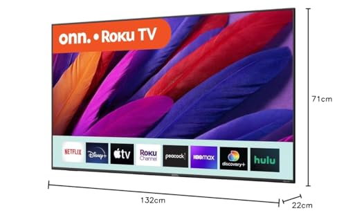 ONN Televisión de 55 Pulgadas 4K 2160P Pantalla LED UHD Smart Roku TV con HDR HDMI USB Funciona con Alexa y Asistente Google + Soporte de Pared (Sin Bases) (Reacondicionado)