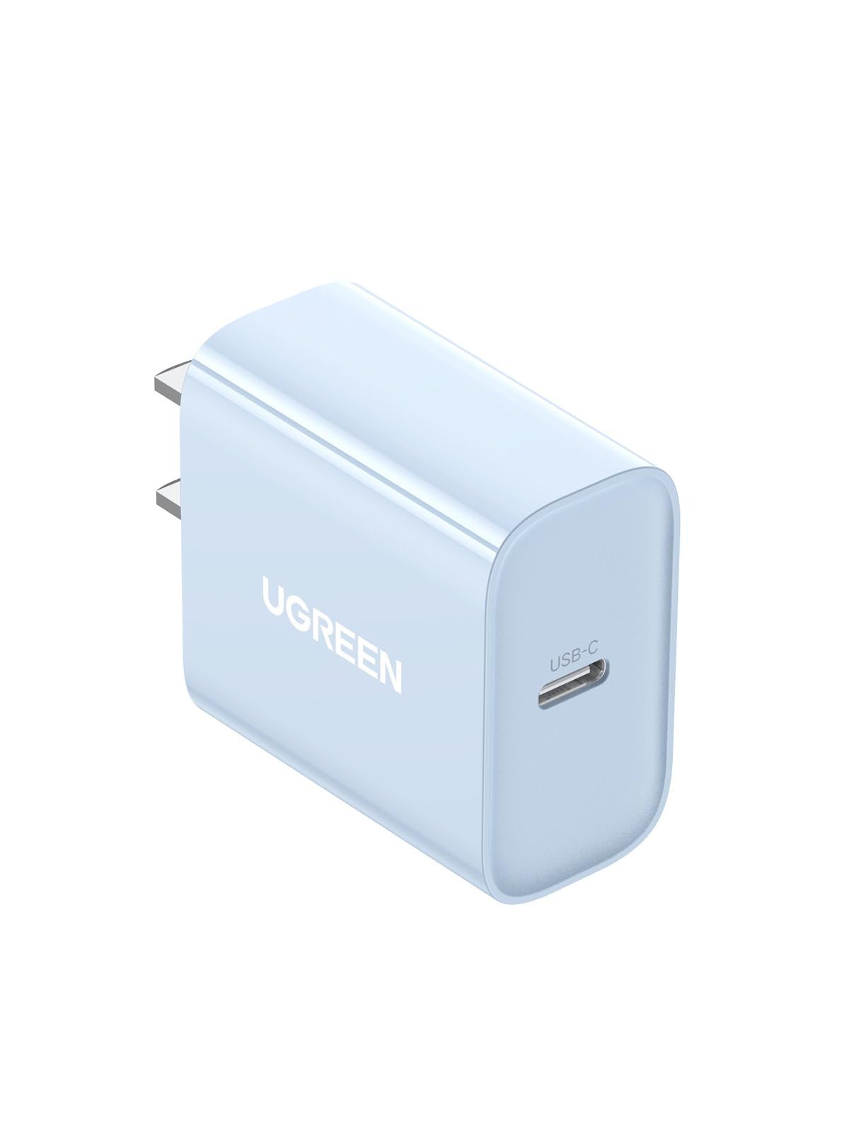 Cargador USB Tipo C UGREEN 20W Azul con Carga Rápida para iPhone y Galaxy