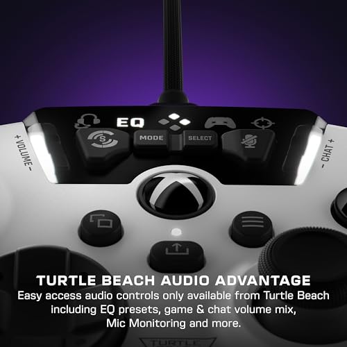 Control Alámbrico Turtle Beach Recon Blanco con Botones Asignables y Mejoras de Audio para Xbox Series X/S, Xbox One y Windows 10