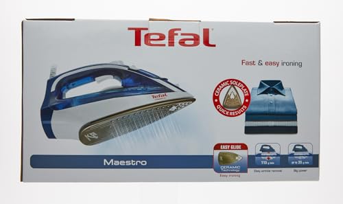 Plancha Tefal Azul Blanco CeramicGlide Vapor-Seco