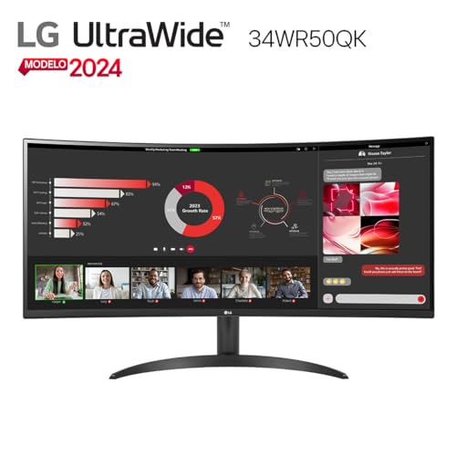 LG Monitor Curvo Ultrawide 34" 100Hz VA HDR, 34WR50QK (3440 x 1440), 5ms GtG, Contrast Ratio 1500a1