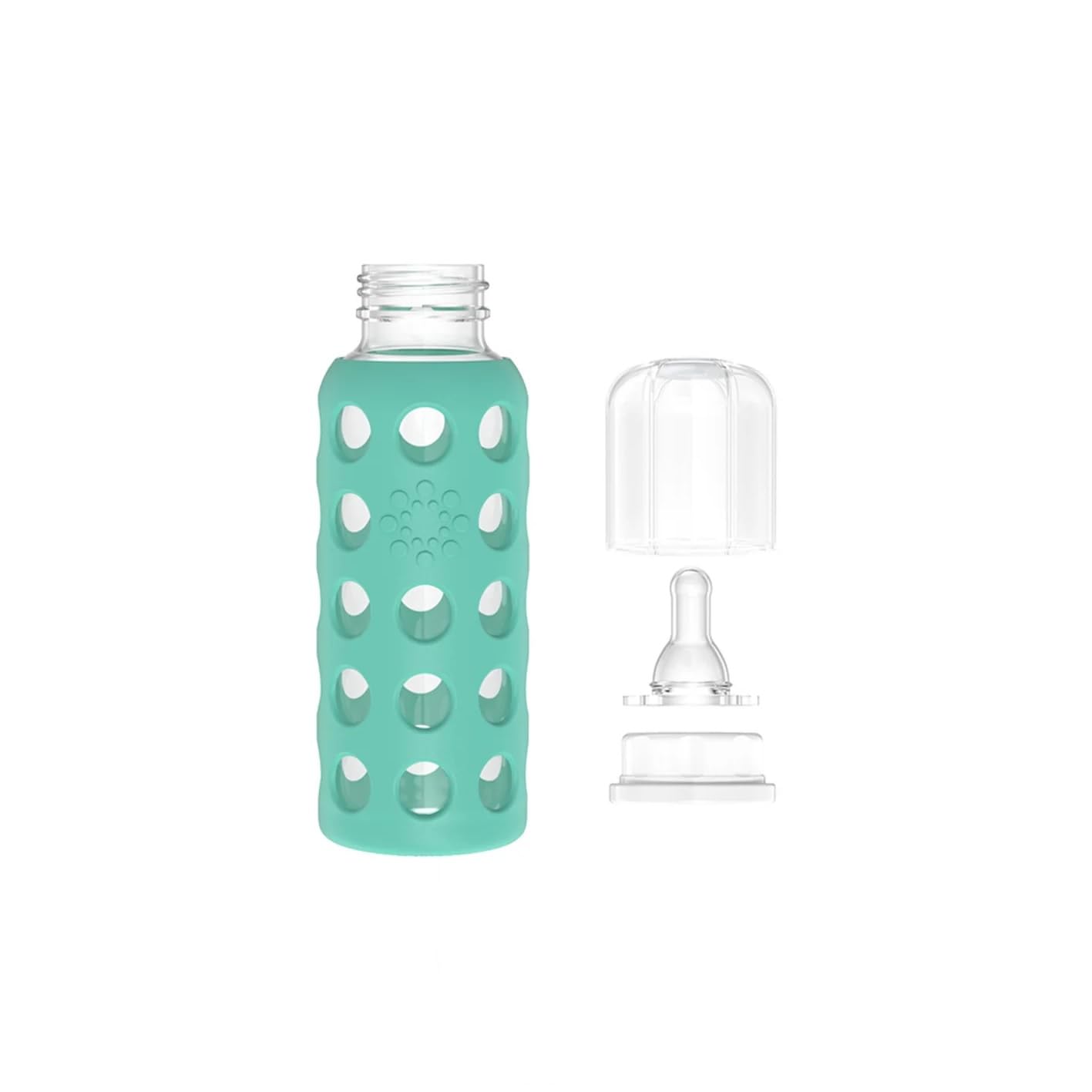 Lifefactory Biberón de vidrio para bebé sin BPA | Funda protectora de silicona | 9 oz Paquete de 2 | Papaya, Kale