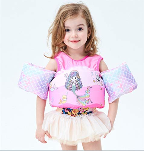 Chaleco Salvavidas para Niños Niña 2 3 4 5 6 Años Salvavidas para Bebe 30 a 55 Libras Natacion Kit con Chaleco de Seguridad y Doble Cierre para Piscina Parque Acuático Lago y Playa (Rosa)
