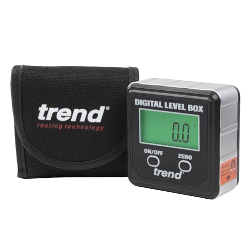 Caja Digital de Nivel y Buscador de Ángulo Trend Negro con Base Magnética y LCD para Carpintería y Ajuste Preciso de Sierra de Mesa e Inglete