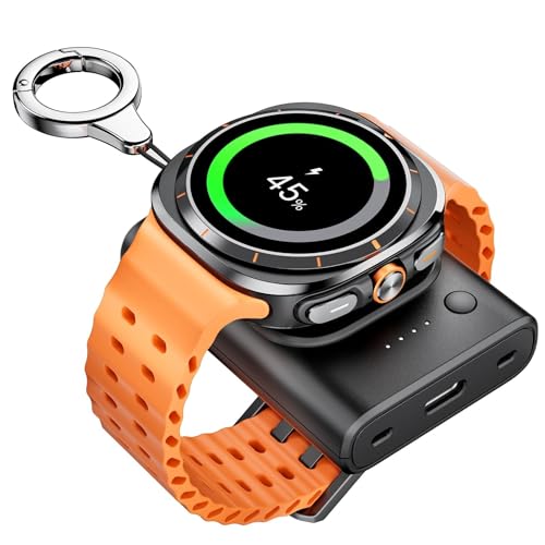 Cargador para Samsung Galaxy Watch 8/8 Classic/Ultra/7, Cargador portátil de 1800 mAh para Galaxy Watch FE/6/6 Classic/5/5 Pro/4/3/Active 2, para Samsung Gear S3/Sport Watch Charger con Llavero