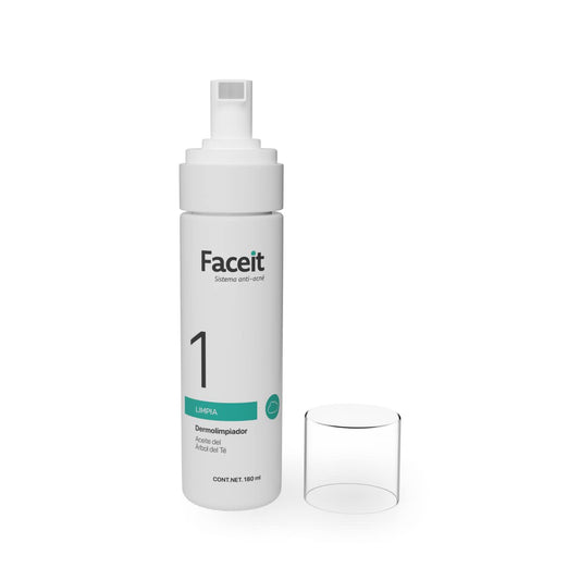 FACE.IT | Limpiador Facial en Espuma | Tratamiento Anti Acné con Aceite del Árbol de Té | Skin Care I Limpiador Facial Piel Grasa | Elimina la Grasa y Suciedad del Rostro | PASO 1 Limpia | 180 ml