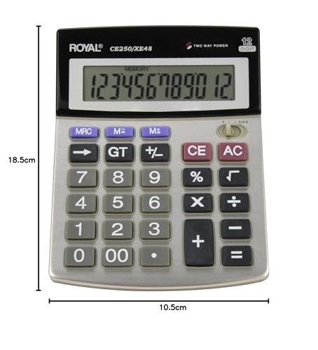 Calculadora de Escritorio Royal CE250/XE48 Pantalla Inclinada 12 Dígitos