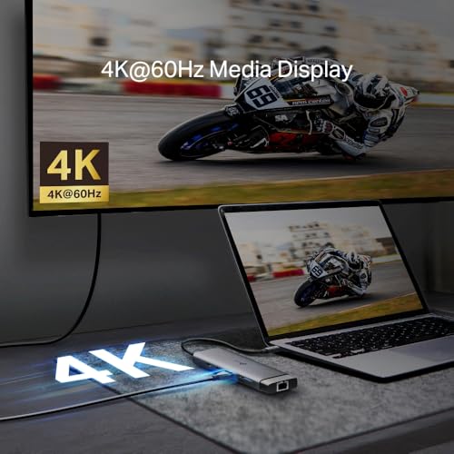 TP-Link Hub USB-C 9 en 1, HDMI 4K 60Hz, PD 100W, Ethernet Gigabit, SD/microSD, Puertos USB-C 5Gbps y 3× USB-A, Plug & Play, Compatible con MacOS, Windows, iOS, Android, ChromeOS (UH9120C)