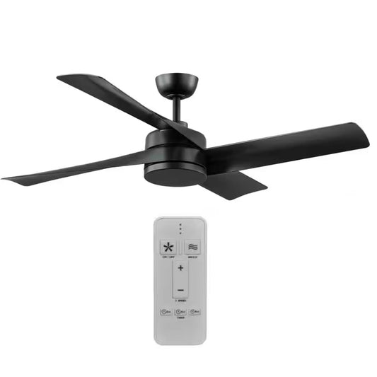 LUTEMA Ventilador De Techo | Acabado Negro Mate | Para Interiores/Exteriores | 52 Pulgadas | Diseño Con Aspas De Roble Tupelo | Temporizador | 3 Velocidades | Control remoto