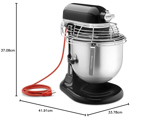 KitchenAid KSMC895OB Mezclador comercial de encimera de 8 cuartos con protector de tazón, 10 velocidades, accionado por engranaje, ónix negro