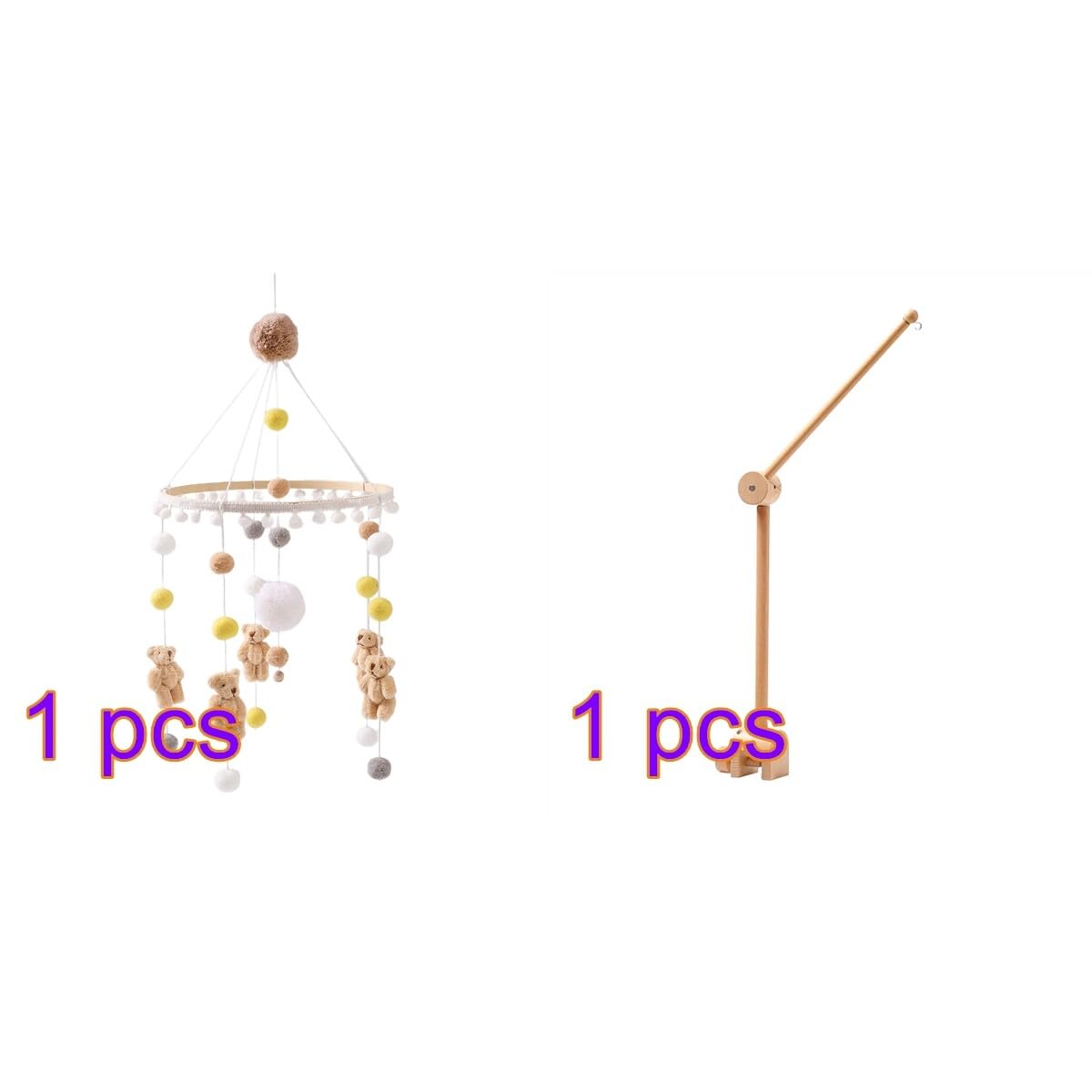 Lindo móvil para cuna con brazo móvil para cuna de bebé, soporte móvil para cuna de bebé, soporte móvil para cuna – Móvil neutro de género para decoración de guardería, accesorio móvil para cuna de bebé para decoración de guardería