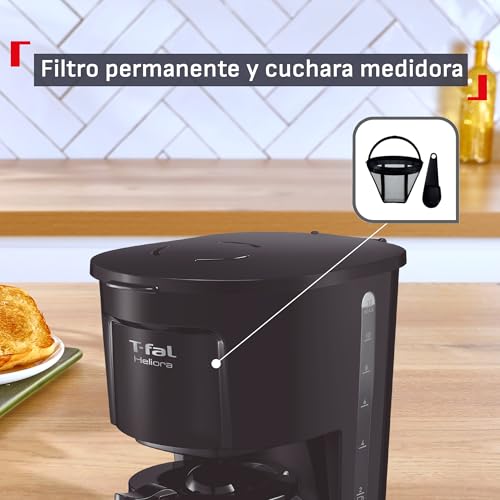 Cafetera de Filtro Permanente T-fal Negra con Sistema Antigoteo 12 Tazas