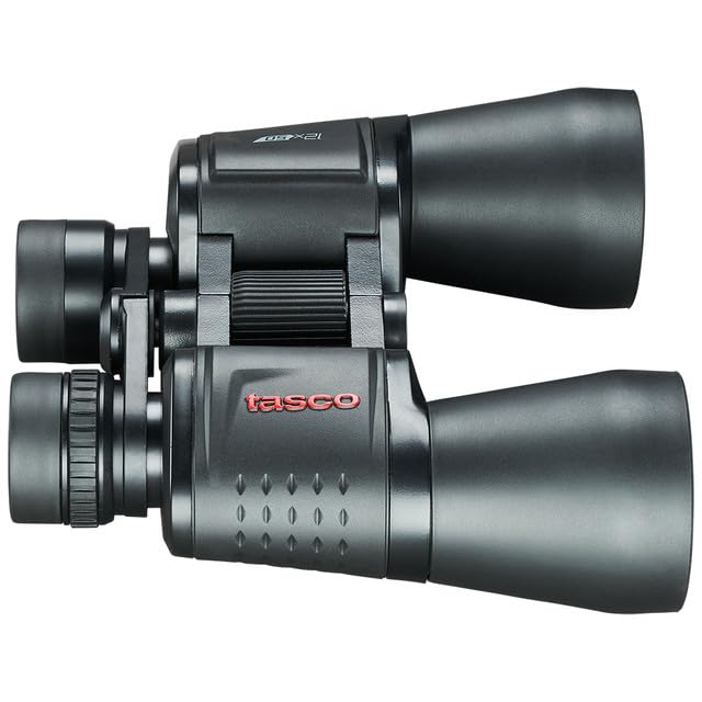 Tasco Binoculares Essential 12x50 mm Porro, Negro, Largo Alance. Prismático Adaptable a Trípode, Cristal BAK-7 Incluye Funda