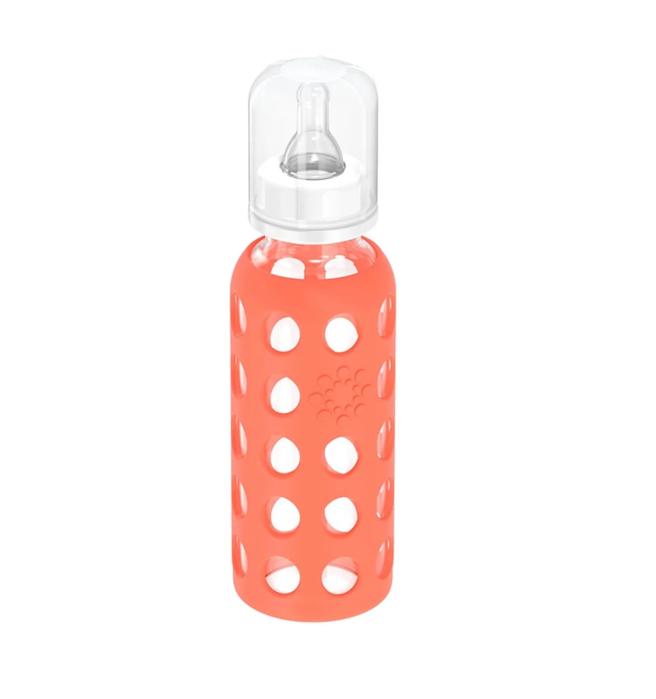 Lifefactory Biberón de vidrio para bebé libre de BPA | Funda protectora de silicona | 9 oz Paquete de 2 | Mango, Papaya