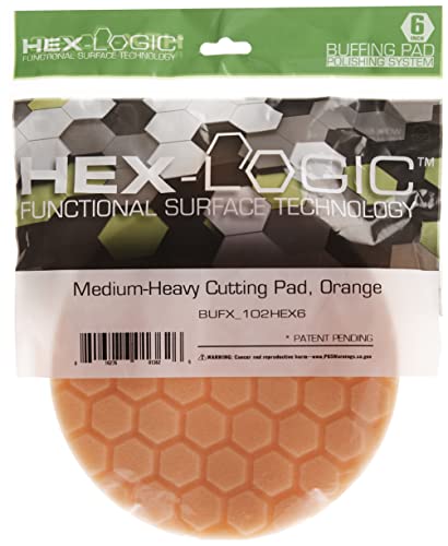 Chemical Guys Hex-Logic Pad, Esterilla de Corte Mediana Pesada, Anaranjado, 6.5 in (16.51 cm)