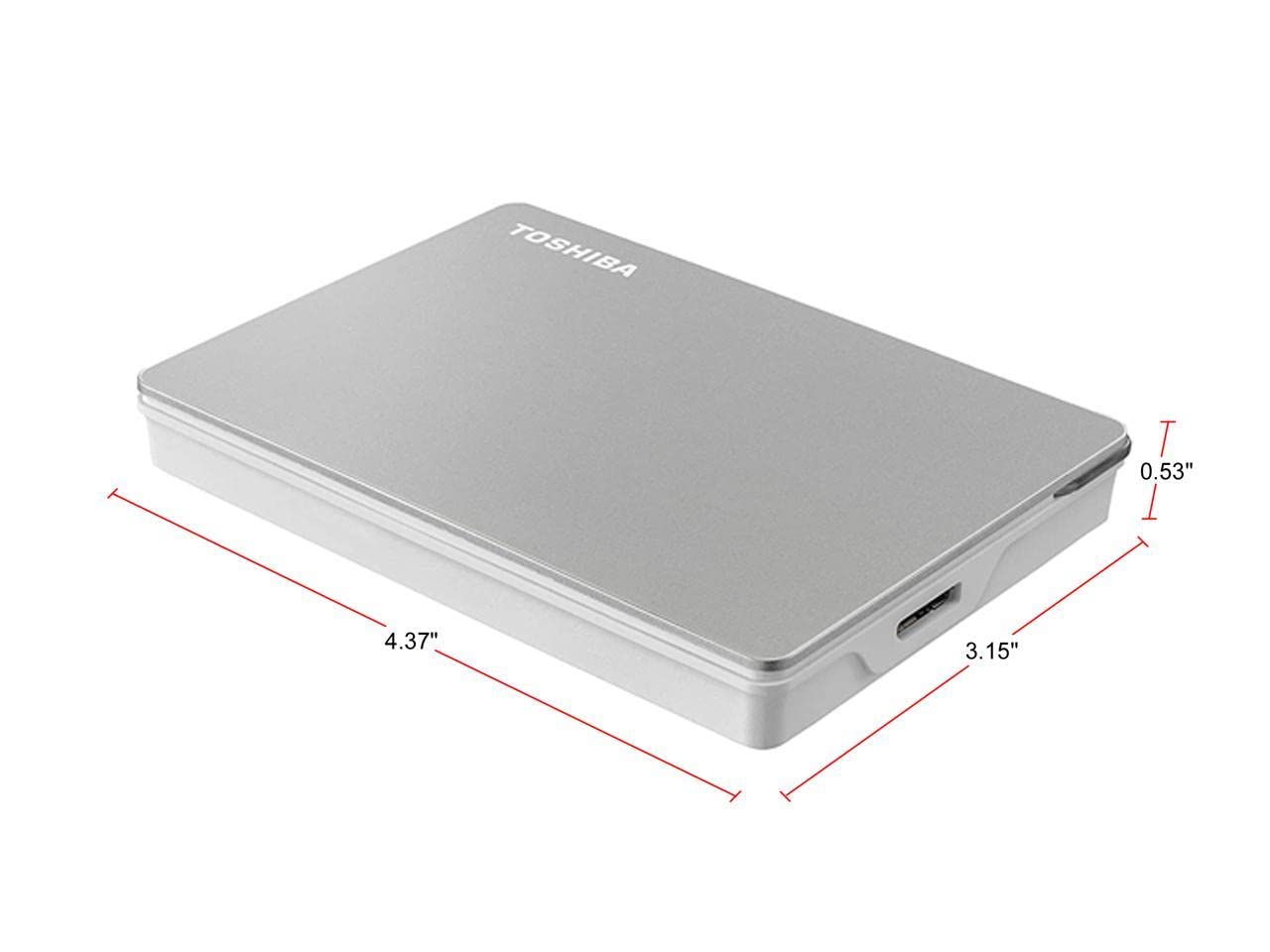 Disco Duro Externo Portátil Toshiba Canvio Flex Plateado 2 TB USB-C USB 3.0