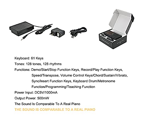 Piano Enrollable Portátil Recargable para Niños 61 Teclas para Práctica