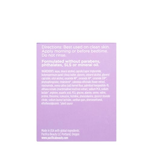 Pacifica Crema facial para reparación de barreras de cerámica vegana, crema hidratante diaria, crema hidratante, aprobada por la asociación ecezma, segura para pieles sensibles, sin fragancia, 100% vegana + libre de crueldad