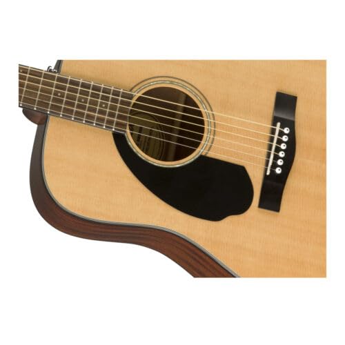 Fender Left-Handed Acoustic Guitar, CD-60S, with 2-Year Warranty, Dreadnought Classic Design with Rounded Walnut Fingerboard and Phosphor Bronze Strings, Glossed Natural Finish, Mahogany Construction