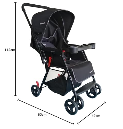 Infanti | Carriola para Bebe Swivel Negro | Carreola de Viaje - Carriola de Viaje Plegable - Carrito para Bebe con Mango Reversible | Cosas para Bebes 6 Meses a 15kg | Incluye 2 Portavasos
