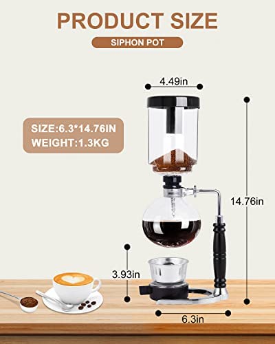 Cafetera de Sifón YUCHENGTECH Vidrio de Mesa 5 Tazas 600 ml
