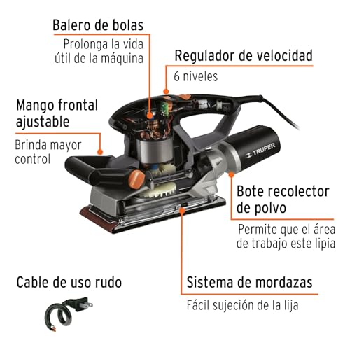 Lijadora Orbital Truper LIOR-1/2NX 360W Industrial 1/2 Hoja