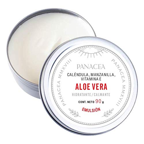 Crema de ALOE VERA, terapéutica auxiliar calmante para irritaciones y quemaduras leves en la piel. After Sun. Ideal para después de mucha exposición al sol. Contiene sábila, manzanilla, caléndula y vitamina E. 100% Ingredientes naturales, sin químicos. 90