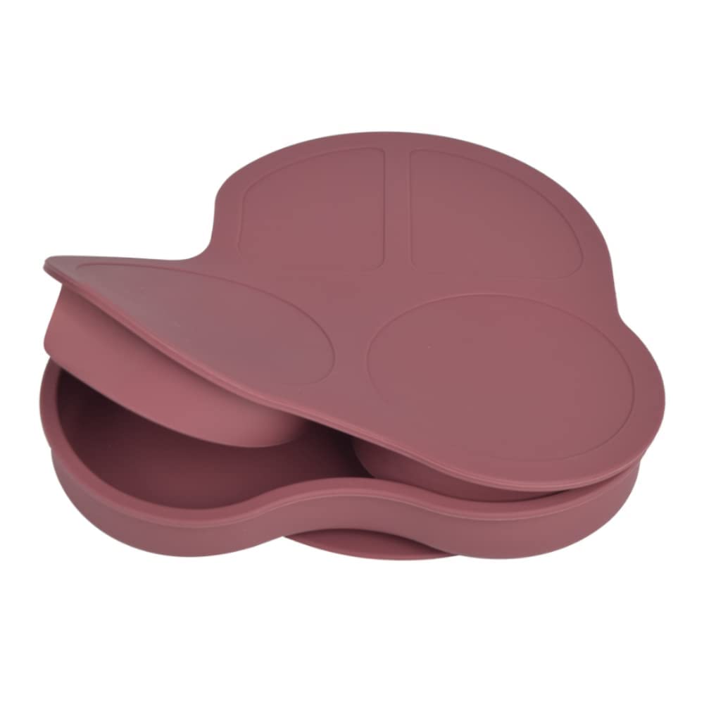 Plato de Silicón PAPU BABY Magenta con Divisiones y Succión para Bebés