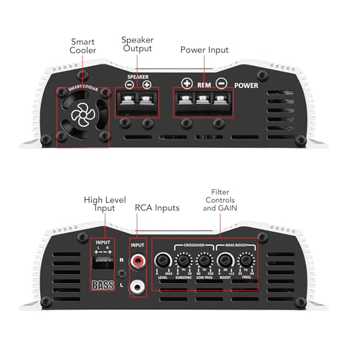 Amplificador de Audio Taramps Bass 800 vatios Rms 1 Canal 1 ohmio para Coche