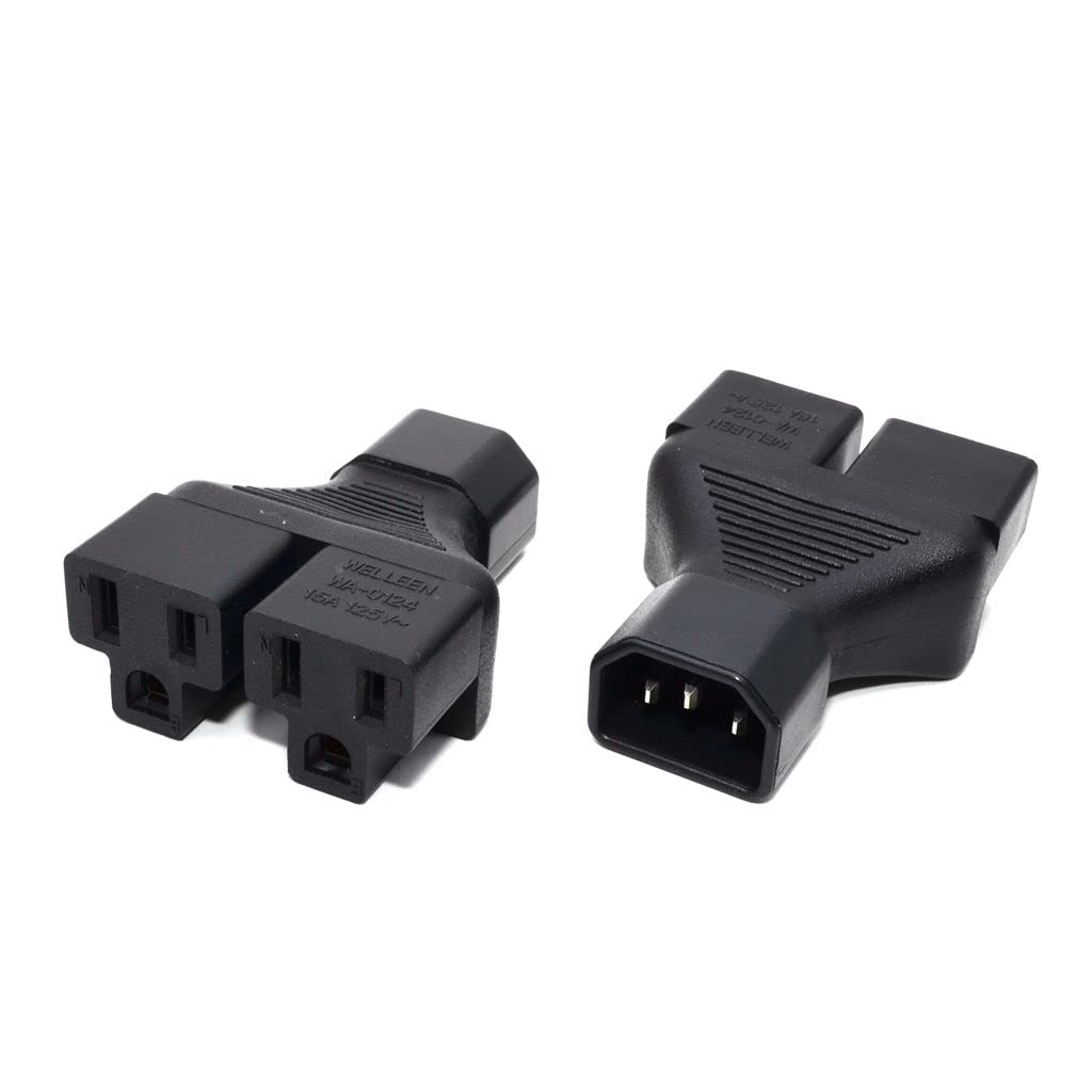 Adaptador de Corriente Divisor Toptekits Negro C14 a 2 x Nema 5-15R 3 Pines