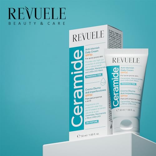 REVUELE CERAMIDE ANTIBLEMISH CREMA DIARIA ANTI-IMPERFECCIONES CON PROTECCION SOLAR SPF50 50MILILITROS