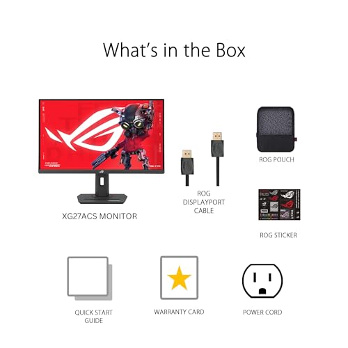 ASUS ROG Strix 27 Pulgadas QHD (2560 x 1440) HDR400 USB-C Gaming Monitor (XG27ACS), 180Hz, 1ms, IPS rápido, 133% sRGB, sincronización de desenfoque de Movimiento bajo Extremo, Compatible con G-Sync,