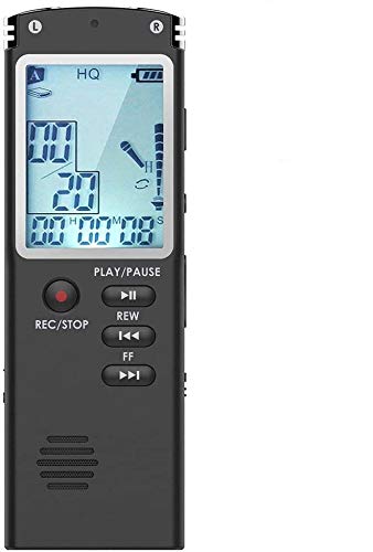 Grabadora de Voz Digital Portátil, 8GB 1536kbps HD Grabador de Sonido con Reproductor de MP3, Micrófono Incorporado Externo, Reducción de Ruido, Baterías Recargables,Pantalla LCD