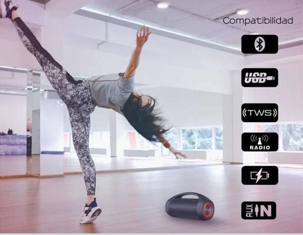 Aiwa Bocina Inalámbrica True Wireless con Bluetooth Mod. AWS600BT Incluye Audífonos Inteligentes de Alto Rendimiento Mod. AW60