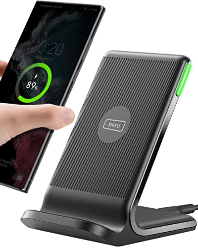 Cargador inalámbrico, INIU [Paquete de 2] 15W Qi Rápida Wireless Charger con Bobinas Dobles y Luz Adaptable para Dormir para iPhone 15 14 13 12 Pro Max X Samsung Galaxy S22 S21 Huawei Xiaomi Google LG